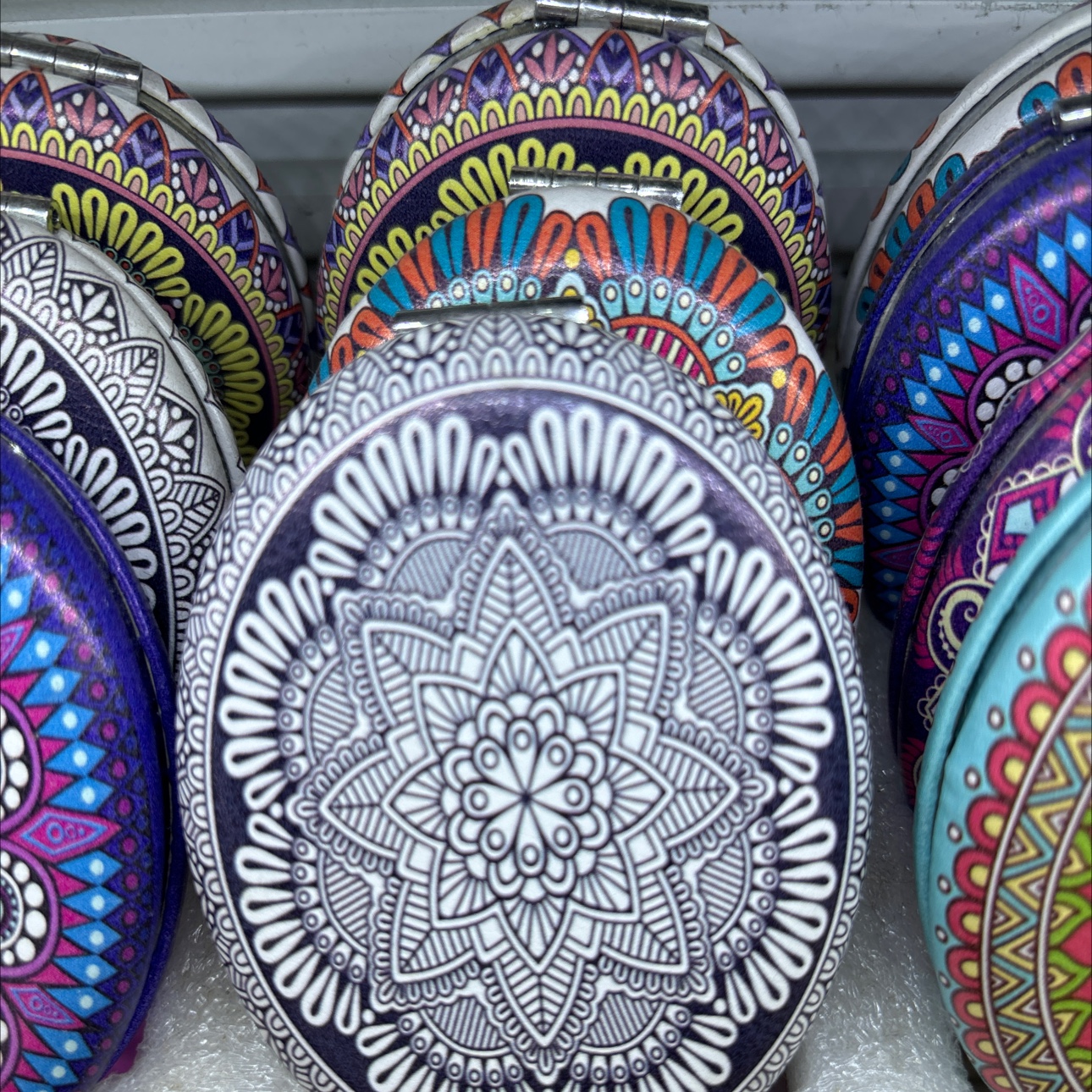 民族风化妆镜迷你化妆镜小可爱PU化妆镜随身便携简约美容小镜子折叠创意迷你双面圆补妆小镜子迷你手持翻盖折叠方形简约卡通随身详情图11