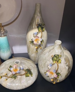 New Chinese-style ceramic vases, living room entrance cabinets, tea room enamel color flower arrangements, flower vases, ceramic decorations, home ornaments and decorative items details Picture