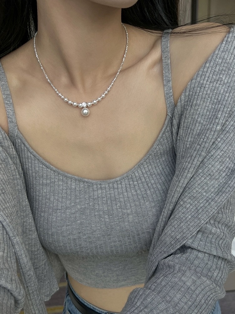 方糖家 原创施家强光珍珠S925纯银渐变项链小众设计高级感锁骨链项链珍珠珍珠项链项链女短款项链饰品项链项链珍珠项链珍珠详情图3