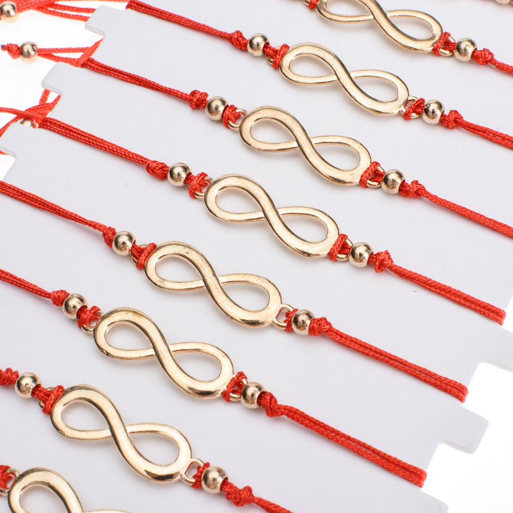 跨境热卖简约8字无限爱手工编织手链套装 男女情侣红绳友谊手绳详情图3