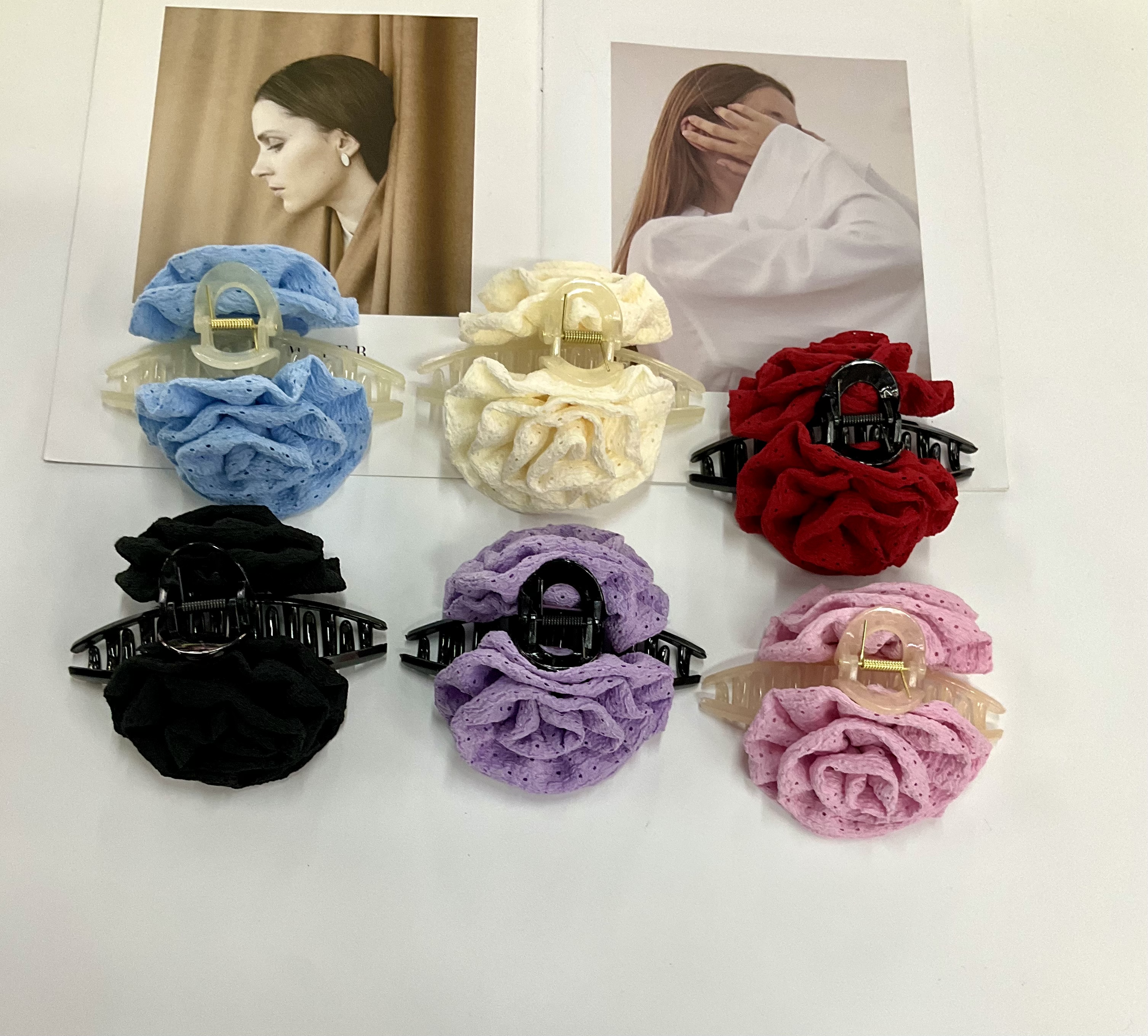 女士发饰、头饰、抓夹、领结、花、带钻、国风发饰、优雅、新款头饰