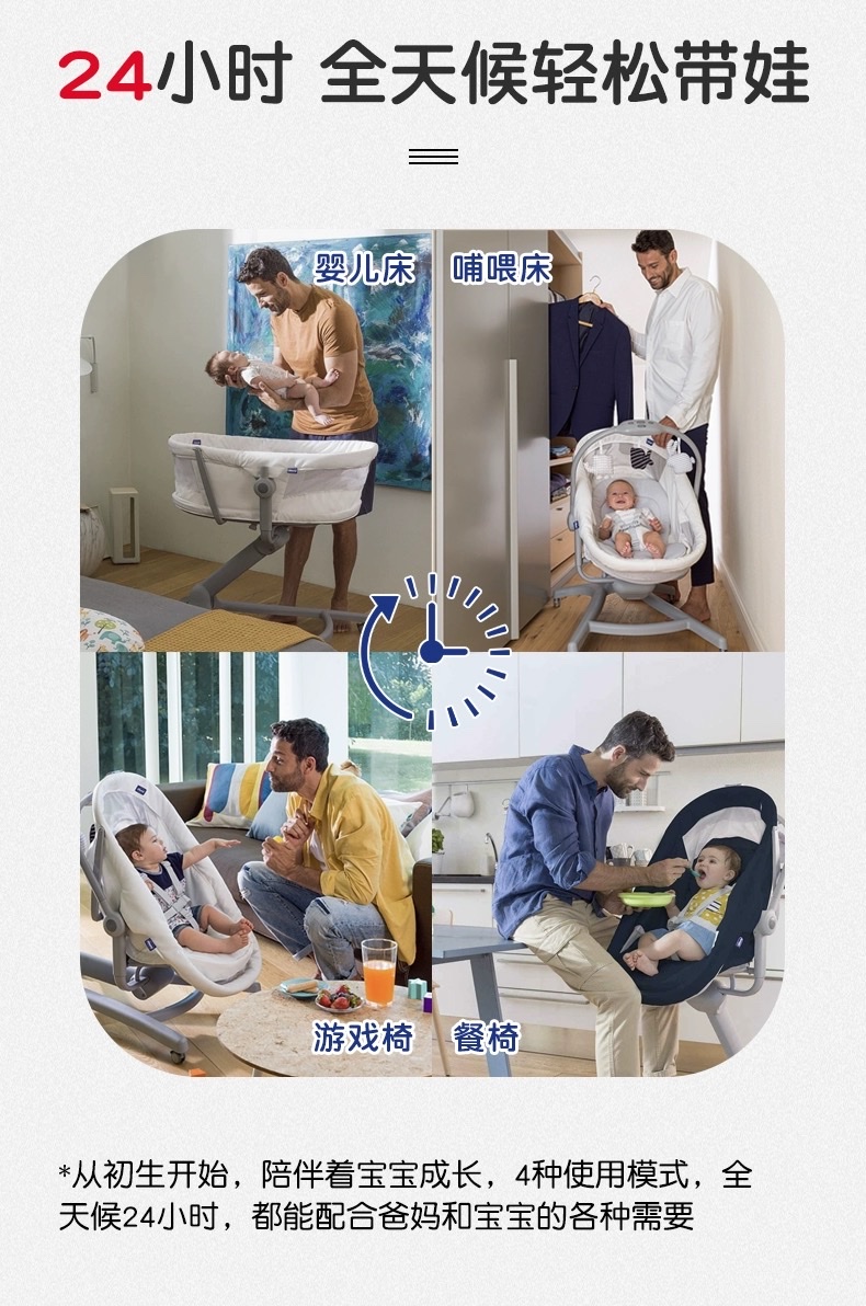 全新供应 chicco智高BABYHUG多功能升降摇椅 床 原进口成长座椅0-3岁 宝妈必备哺育椅餐椅游戏椅 婴儿床 详情图5