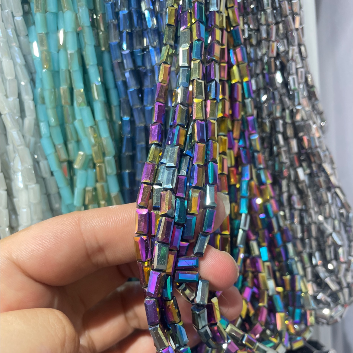 水晶玻璃珠4*8长方管子电镀枪黑嫂子水晶配件DIY细节图