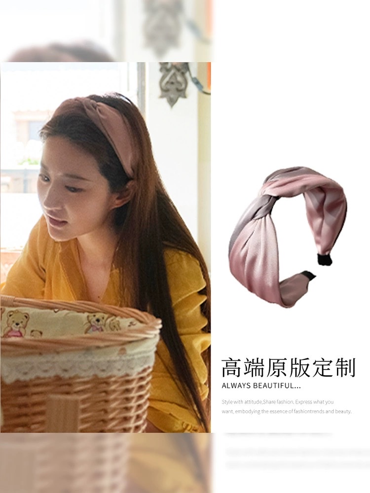 明星同款 双拼色扭扭缎面宽发箍气质成熟质感发饰