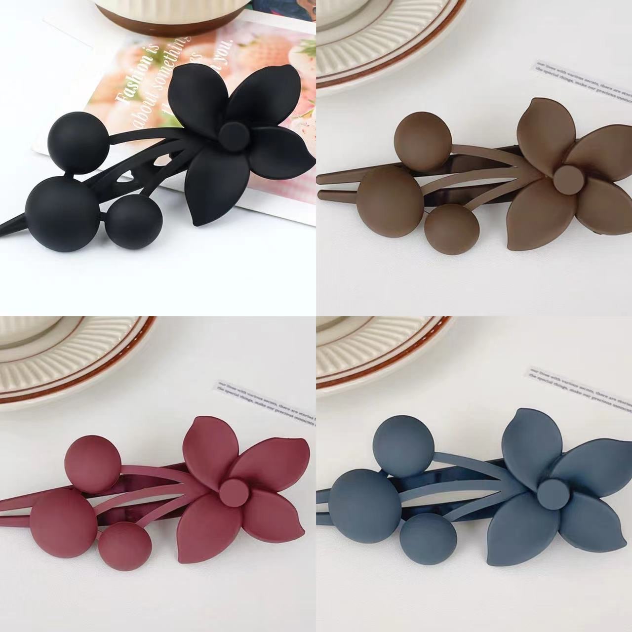 New crested duck hair clip and Grid-colored hair clips and accessories Application Scenario