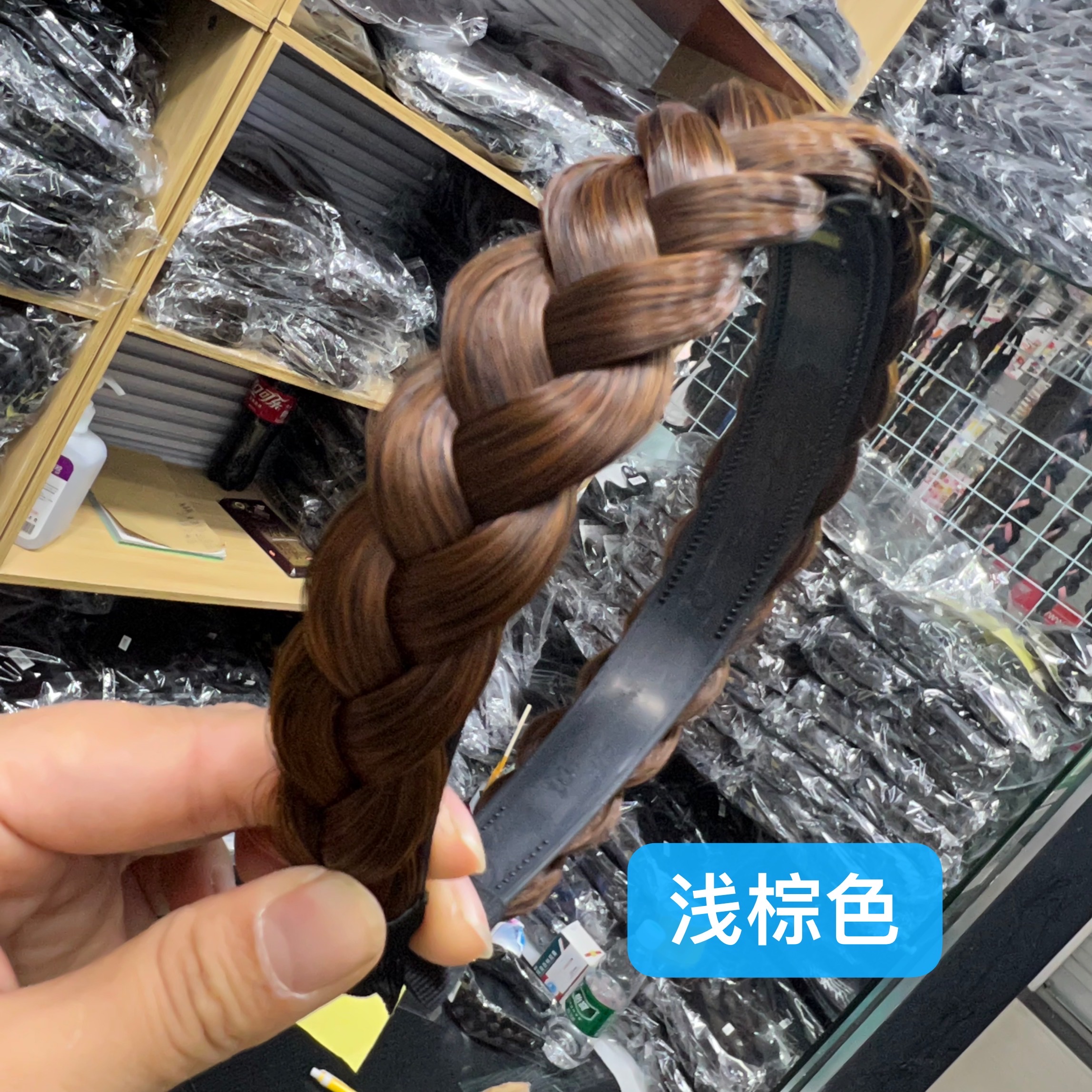 鱼骨辫发箍假发女新款夹心仿全真人发高颅顶葫芦辫发饰新品加宽假发辫子麻花辫子假发头饰假发盖白发盖顶发卡青丝恋假发其他假发女详情3