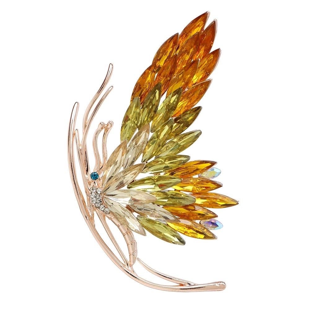 European and American simulated butterfly brooches, alloy three-dimensional diamond inlays, high-end brooches for women, crystal live brooch wholesale, brooches factory direct sales detail image 2