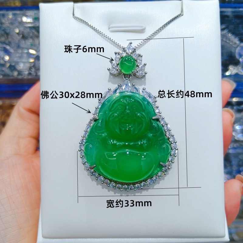 厂家批发镶嵌玉髓佛公吊坠玉髓空托 玉佛项坠托佛托佛牌吊坠托饰产品图