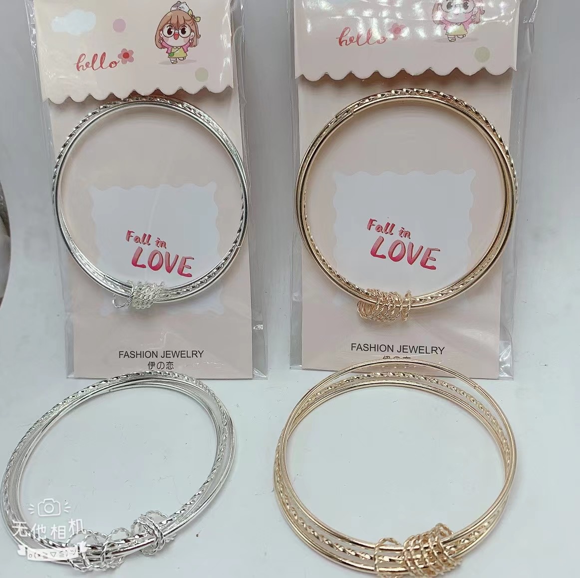 Three-circle imitation gold and silver bracelet 2024 hot-selling style bestseller bracelet Student Three Lives Three Worlds Dingdang Bracelet details Picture