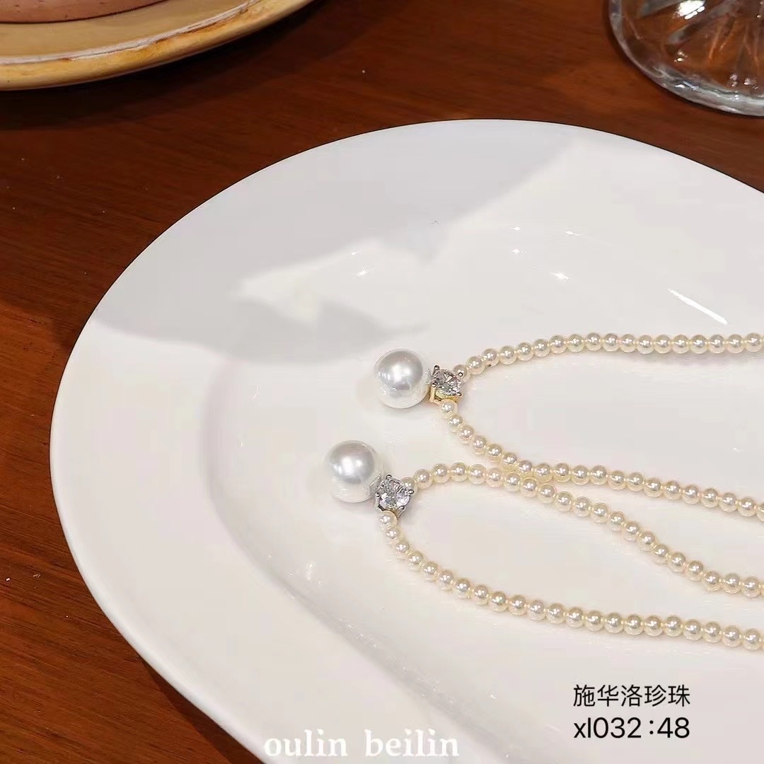 项链/珍珠项链/珍珠/项链女短款/纯银项链产品图