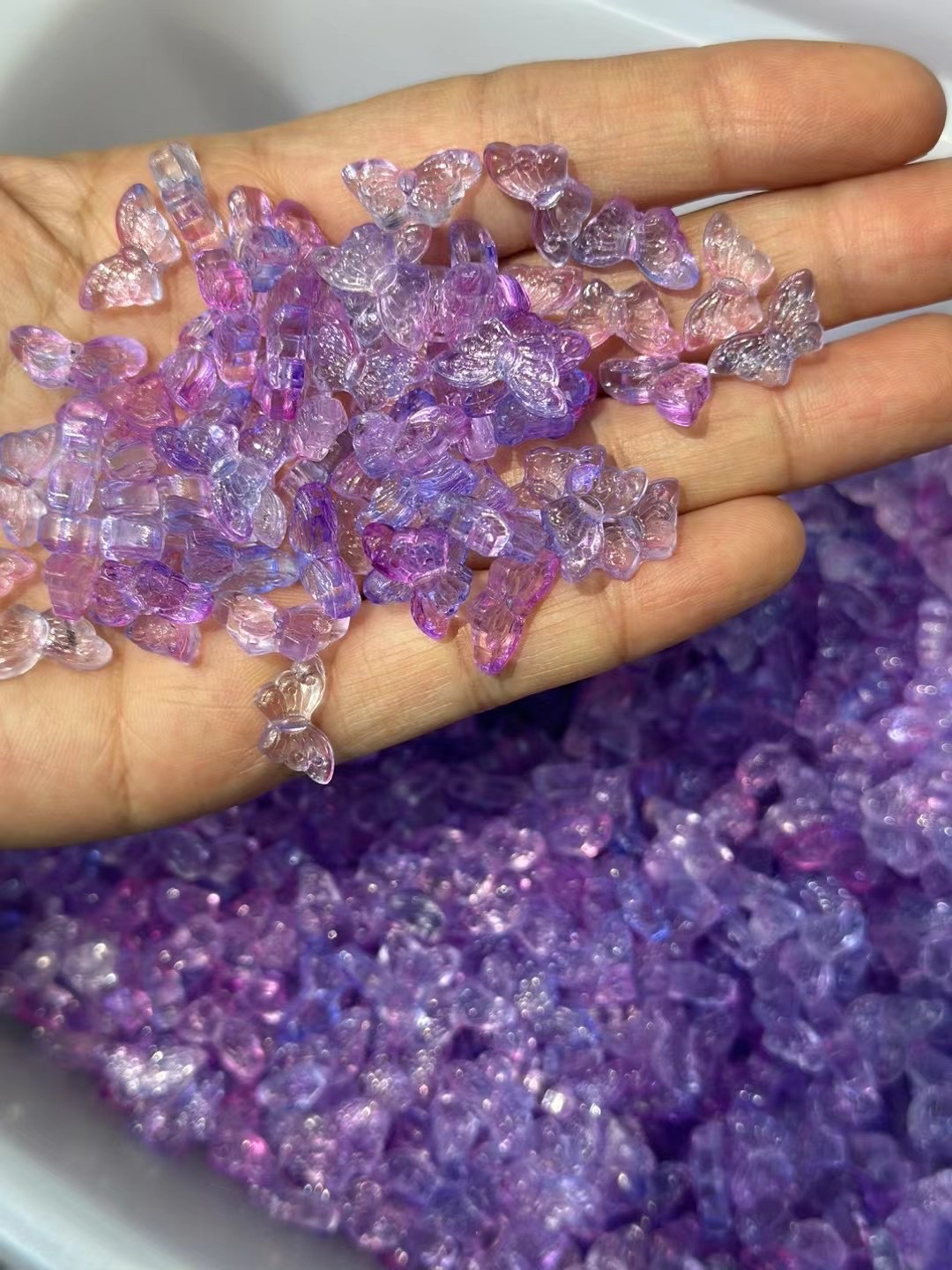 7*15立体蝴蝶发簪配件材料批发 古风饰品配件手工材料捷克琉璃珠 琉璃国风仿玉产品图