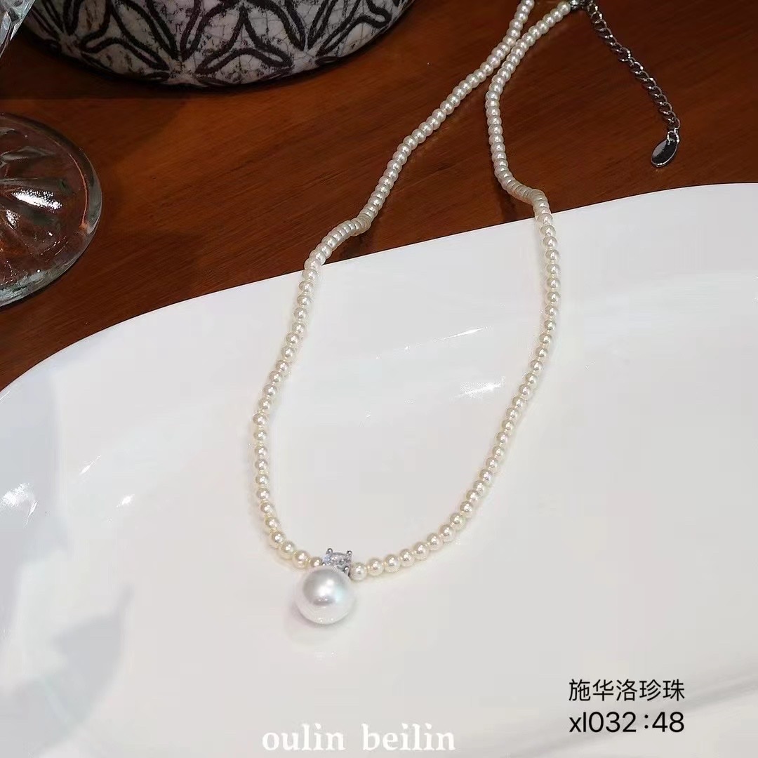 项链/珍珠项链/珍珠/项链女短款/纯银项链细节图