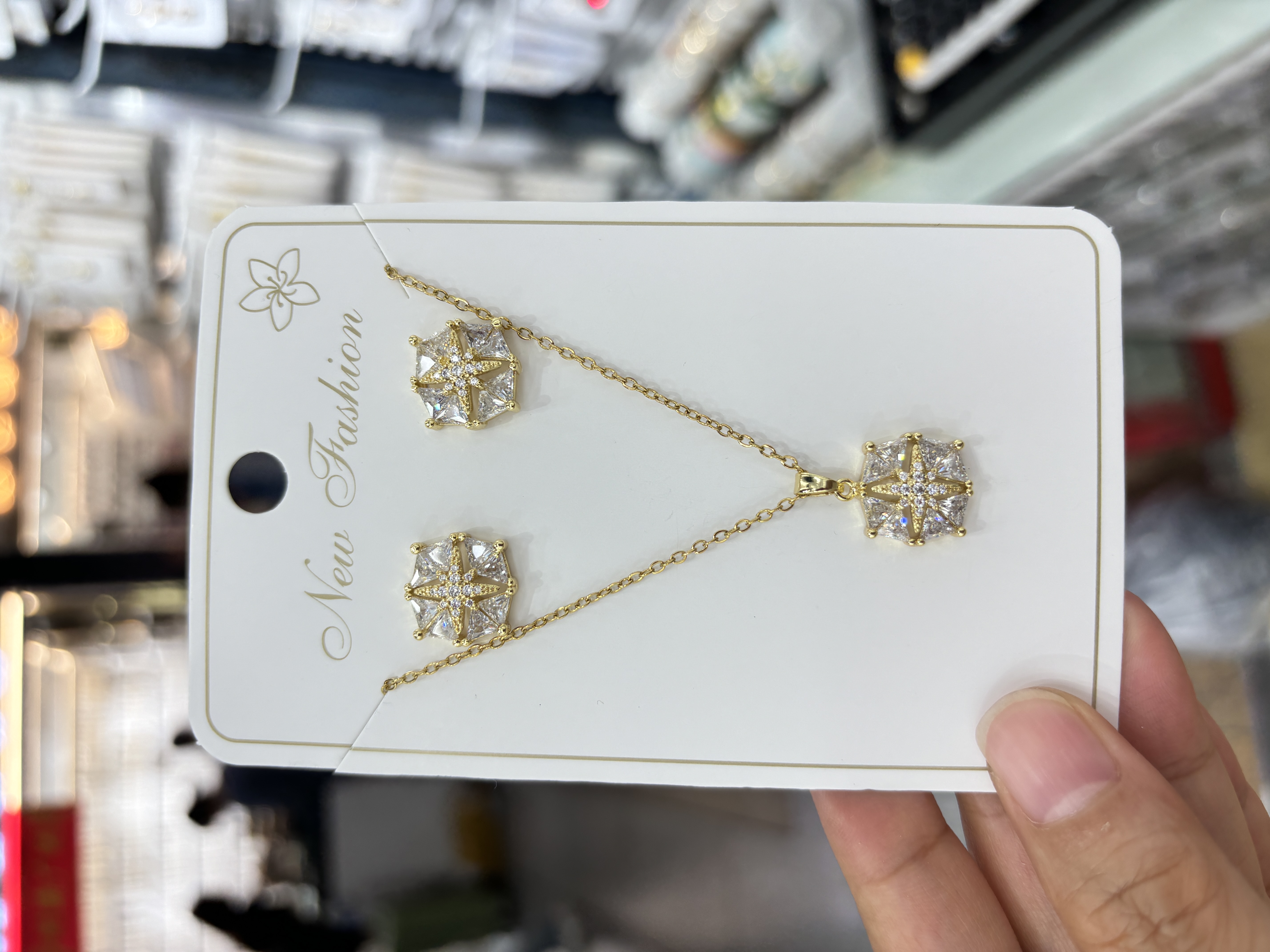 跨境直播热卖款欧美风铜锆石微镶真金电镀钛钢链条项链耳环套装首饰品