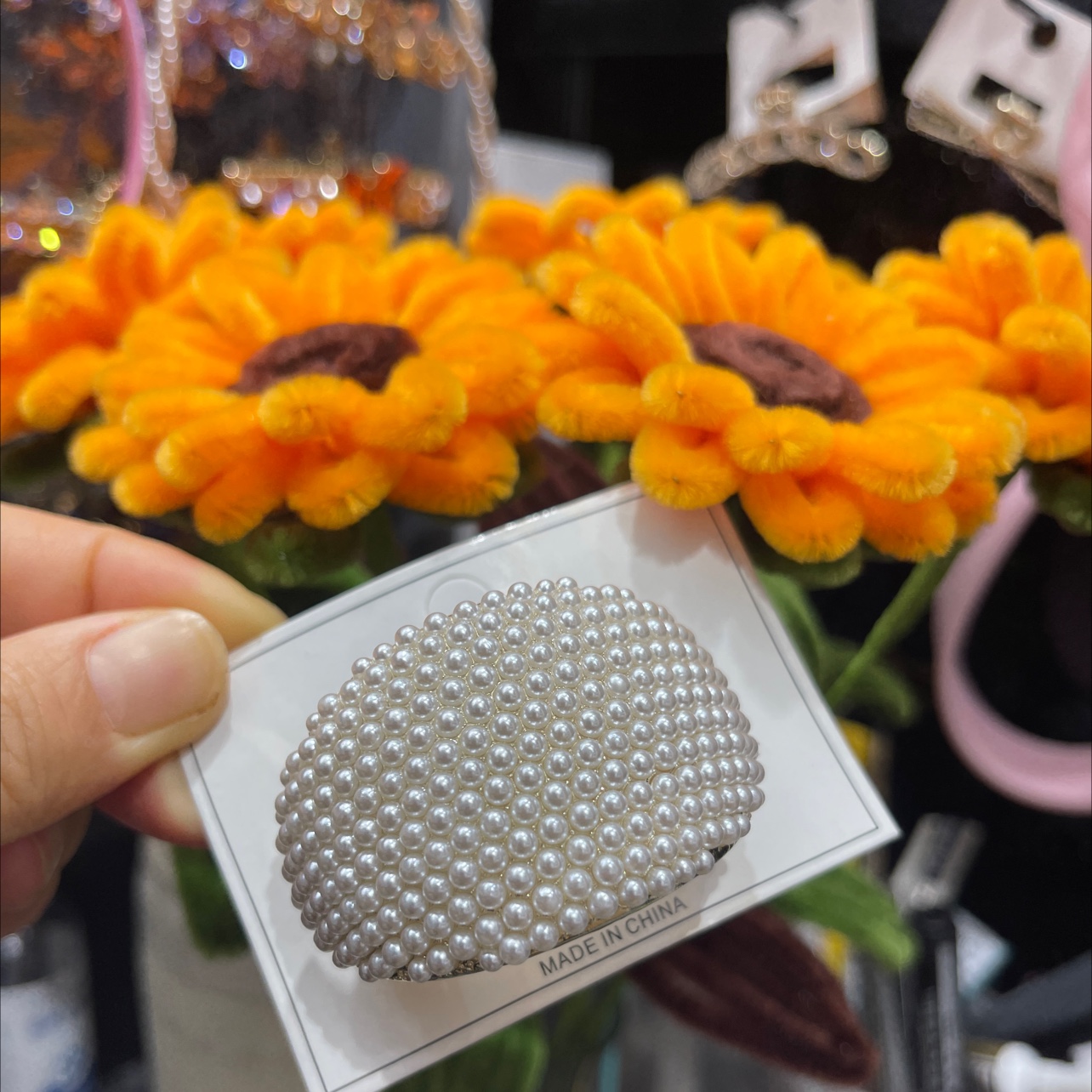 满钻马尾夹珍珠，时尚高马尾夹发夹