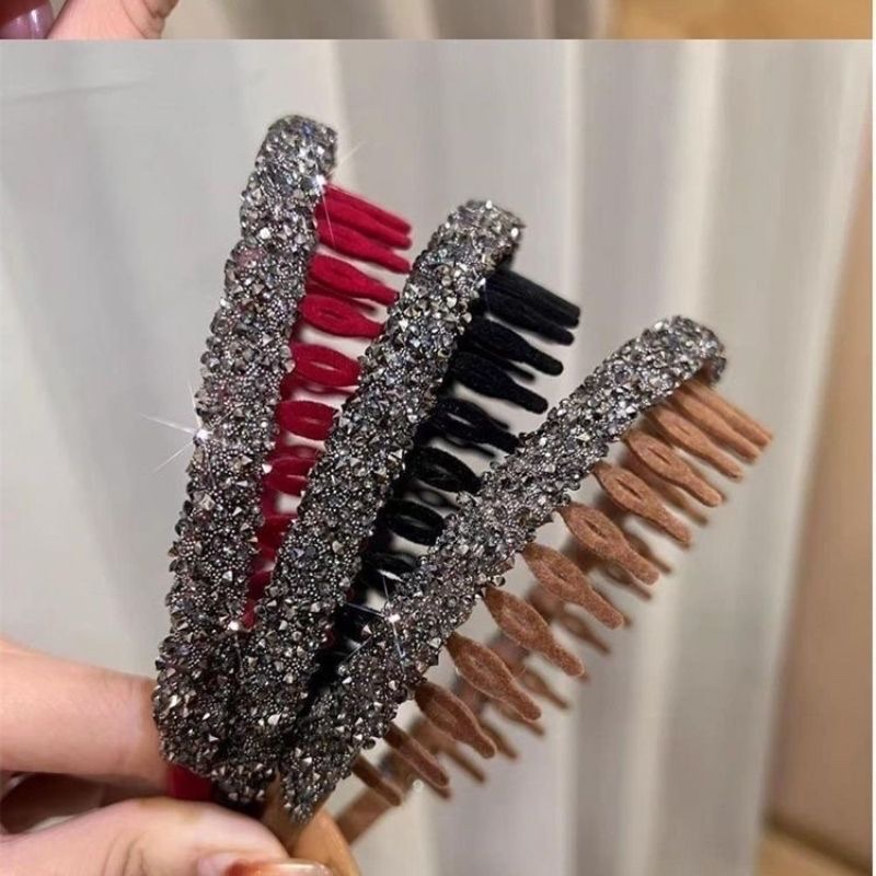 植绒带齿防滑丝绒闪闪尖钻发箍洗脸头箍刘海头箍头饰热买款