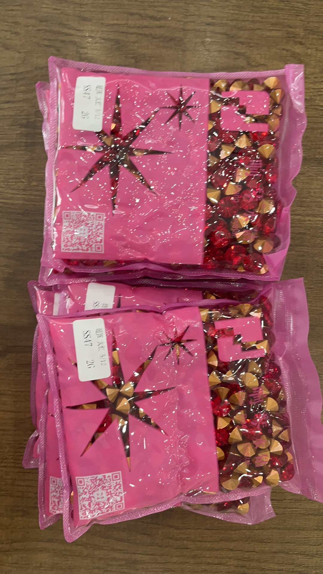 All 47 # diamond and bright red ab pieces of traditional Chinese opera headwear with pointed bottoms are in stock