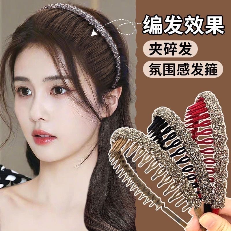 植绒带齿防滑丝绒闪闪尖钻发箍洗脸头箍刘海头箍头饰热买款产品图