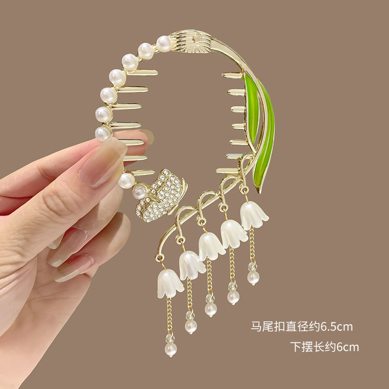 发夹发饰抓夹超仙发夹新款古风高级感流苏马尾盘发神器儿童女士通用款发饰女 发夹头饰详情图4