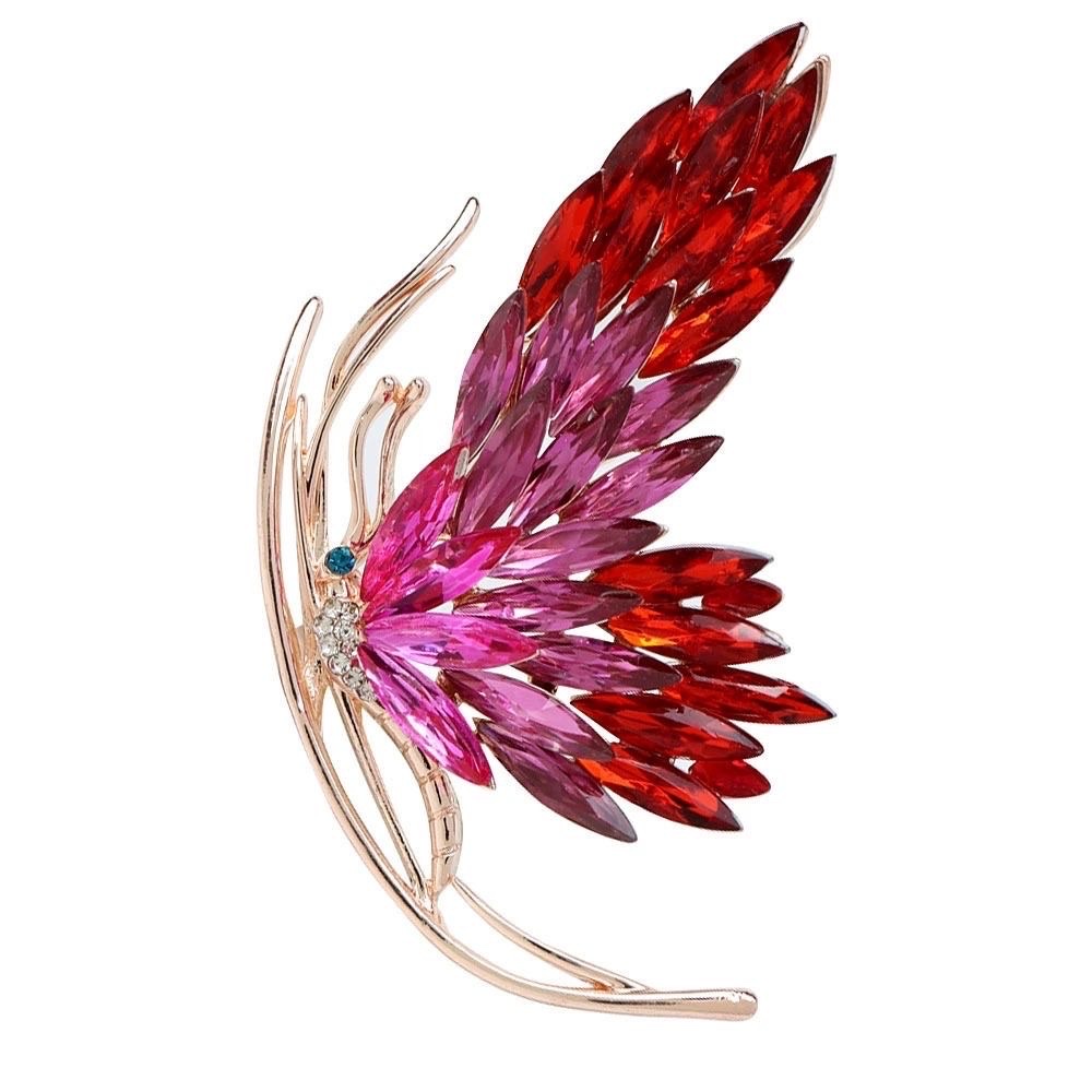 European and American simulated butterfly brooches, alloy three-dimensional diamond inlays, high-end brooches for women, crystal live brooch wholesale, brooches factory direct sales detail image 4