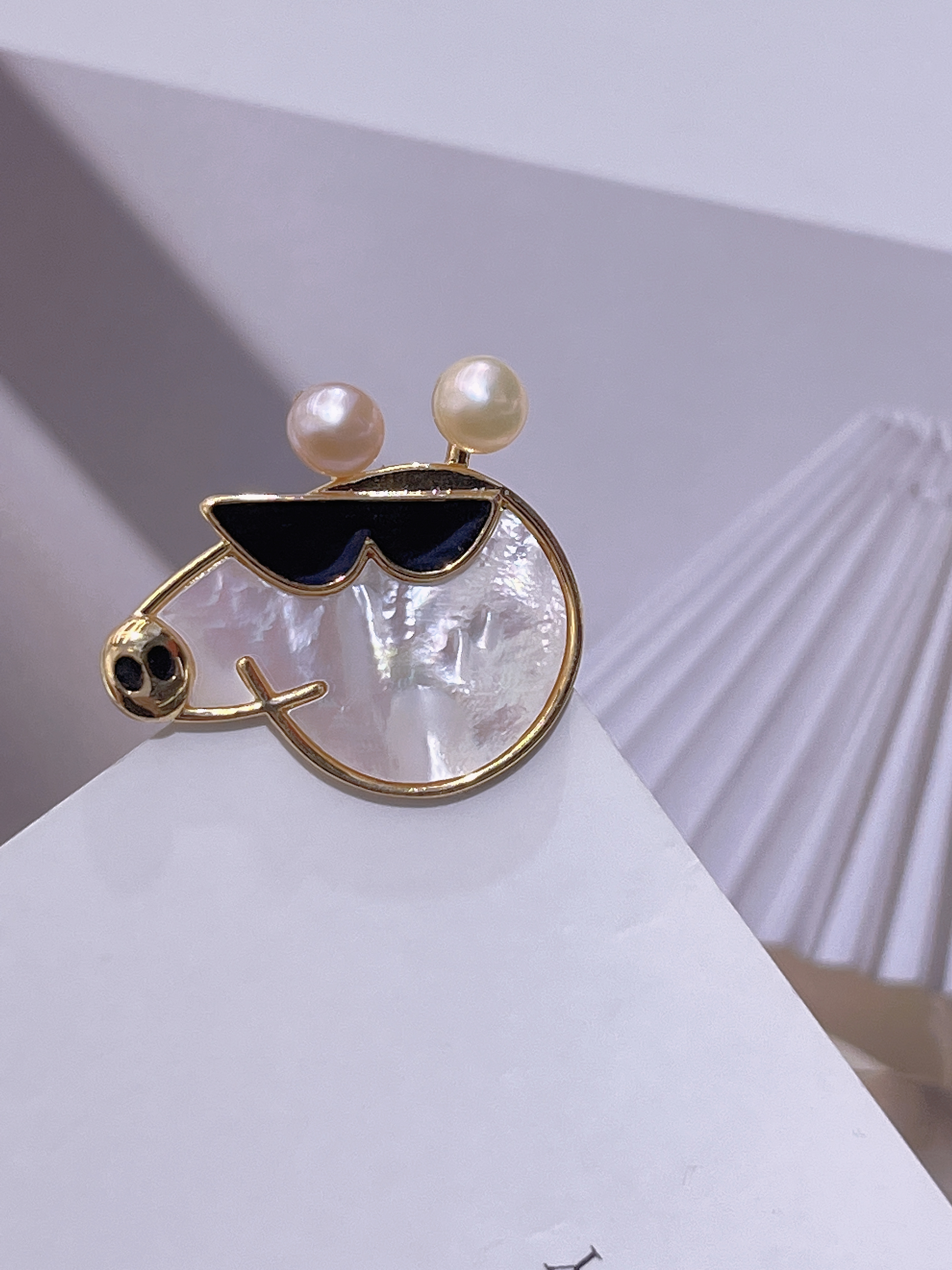 11890610 【DIY配件】贝母贝壳可爱小猪锆石胸针女别针珍珠胸花详情图4