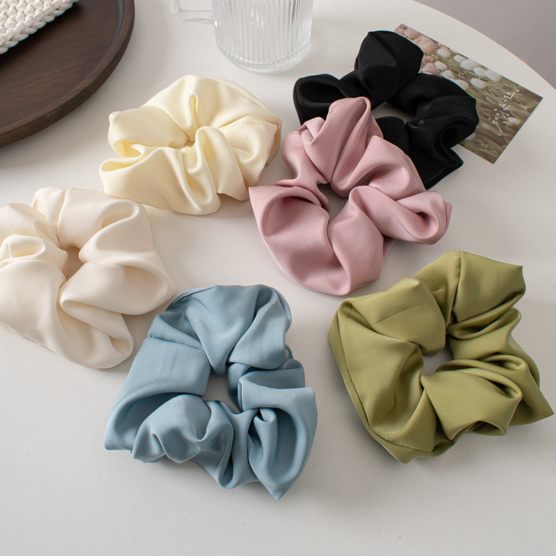 Korean high-end solid color satin large large intestine hair band spring new style hair tie wholesale ins hair accessory detail image 2