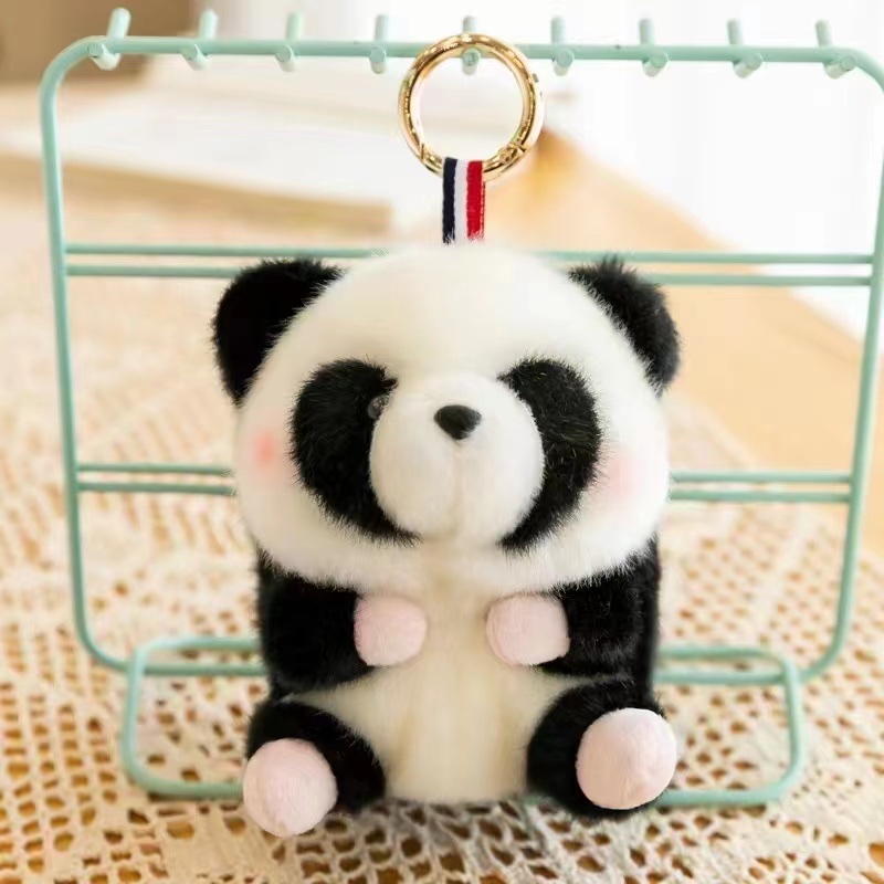 Creative simulation wool material simulation animal keychain dolls, plush toys, panda hamster claw machine dolls, gifts, annual meeting giveaways wholesale details Picture