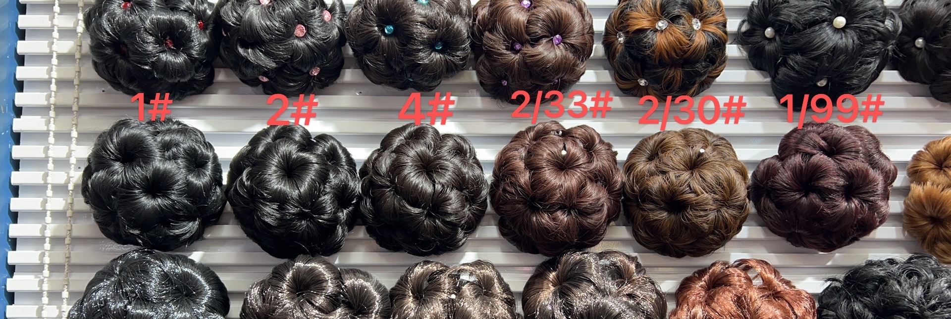 飞阳假发 九朵花盘发器女丸子头假发圈新娘旗袍造型头饰发包抓夹花苞头 仿真发哑光丝9朵花发包抓夹 6色现货详情图3