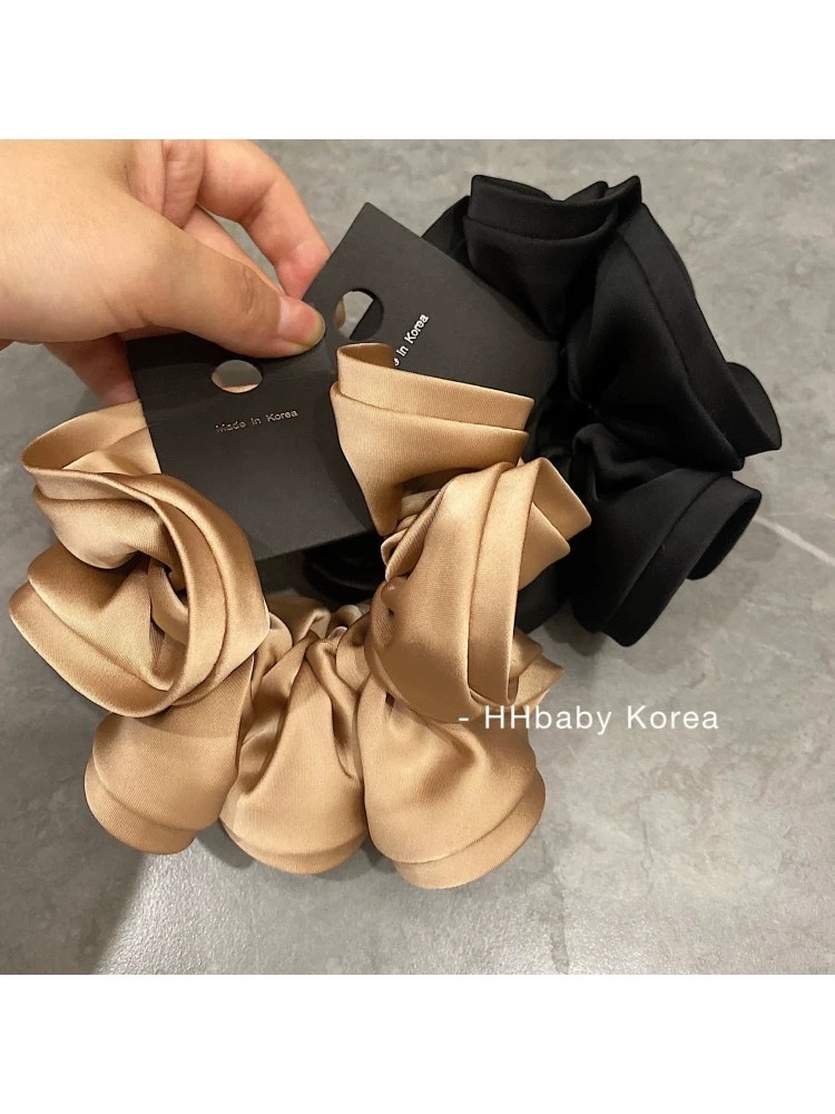 Ballet-style Korean imported textured satin flower bud hair band, large intestine circle, Internet celebrity hairstyle flower girl