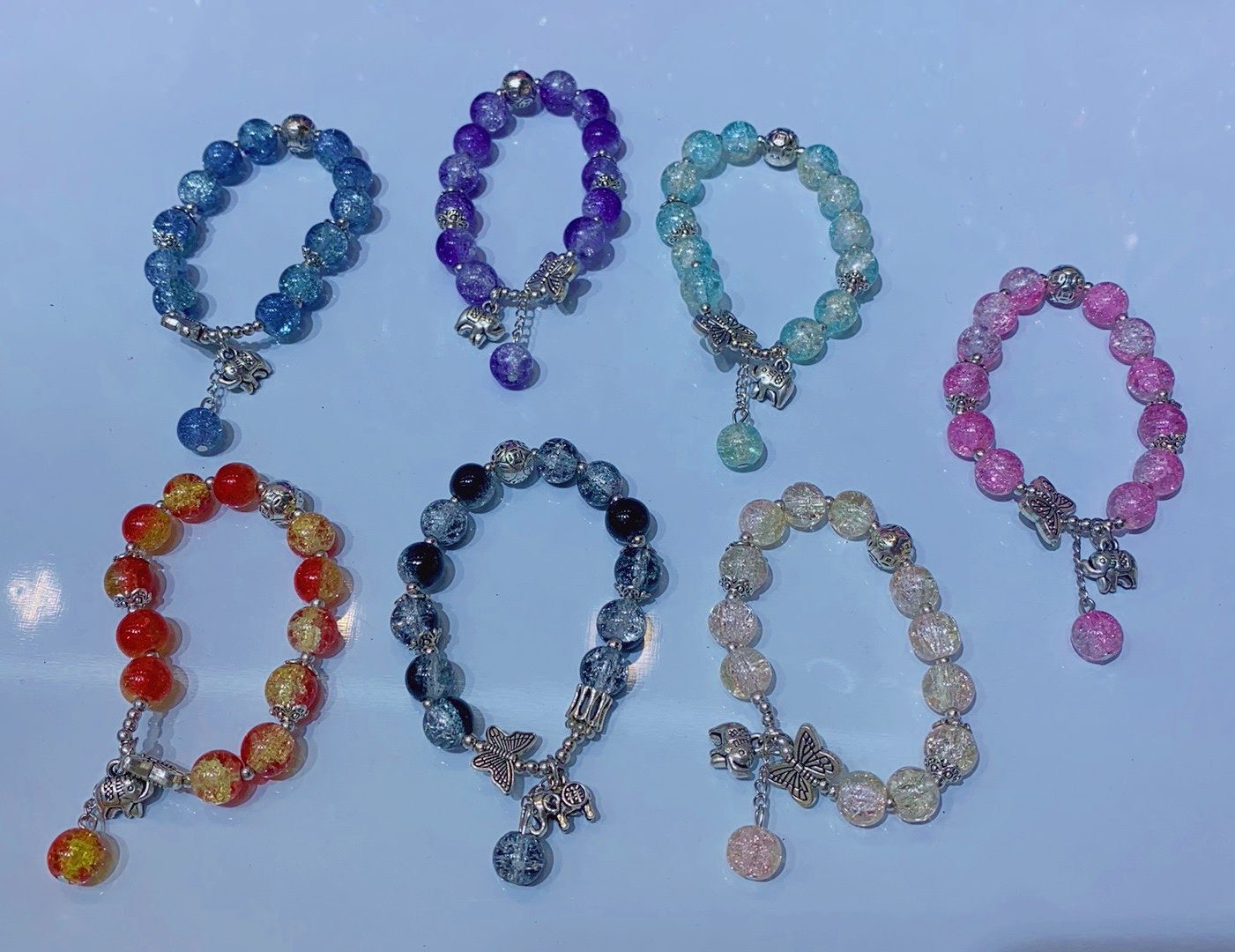 小红书爆款中式蓝波手链女国潮超仙蝴蝶简约百搭学生闺蜜清冷手串白底实物图