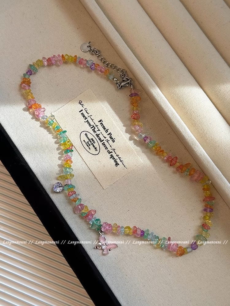 彩石项链女轻奢小众精致高级感爆款锁骨链颈链毛衣链项链女短款详情图2