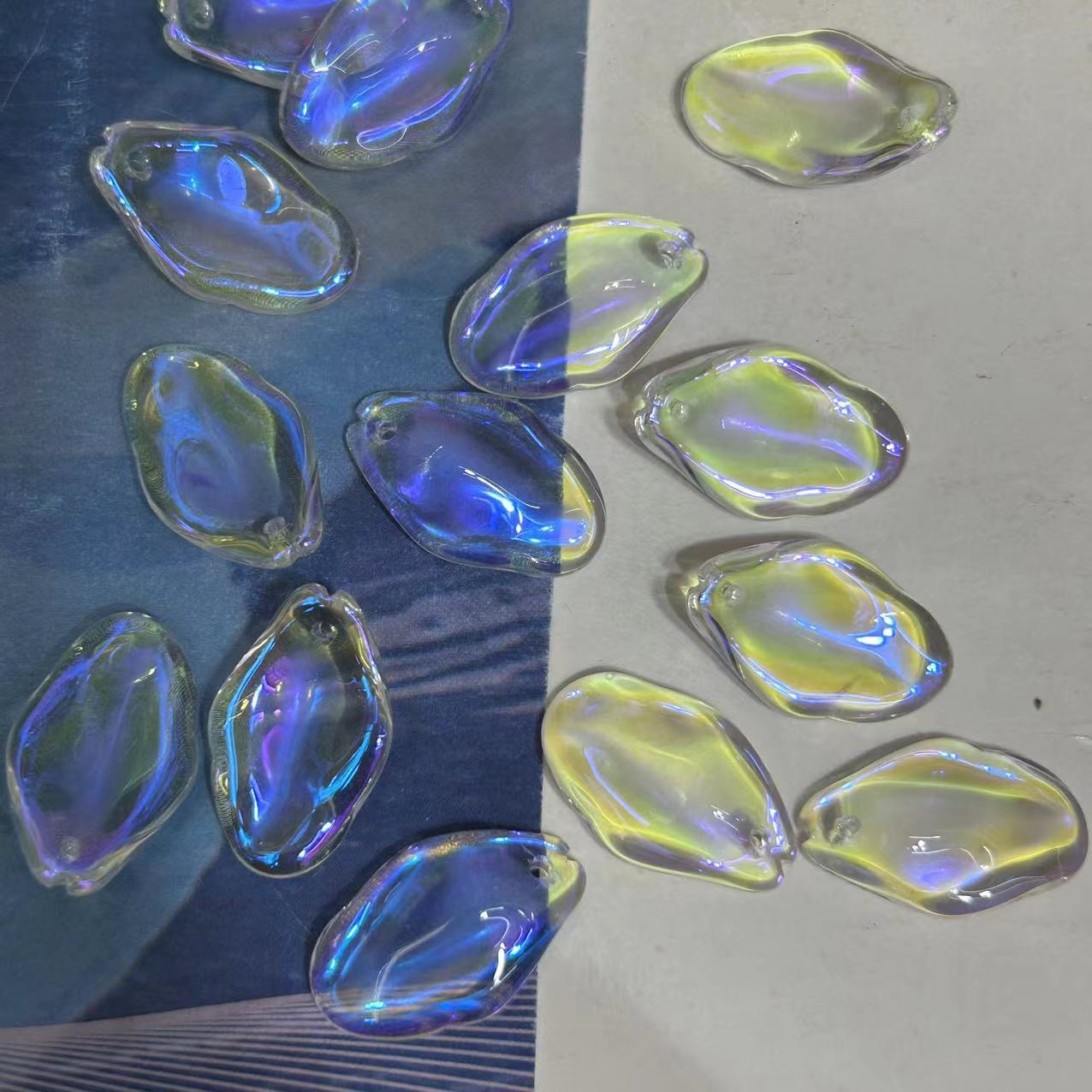 厚秀水晶国产琉璃水晶玻璃复古发簪配件胖桃花儿童发簪，流苏手工DIY材料配件细节图