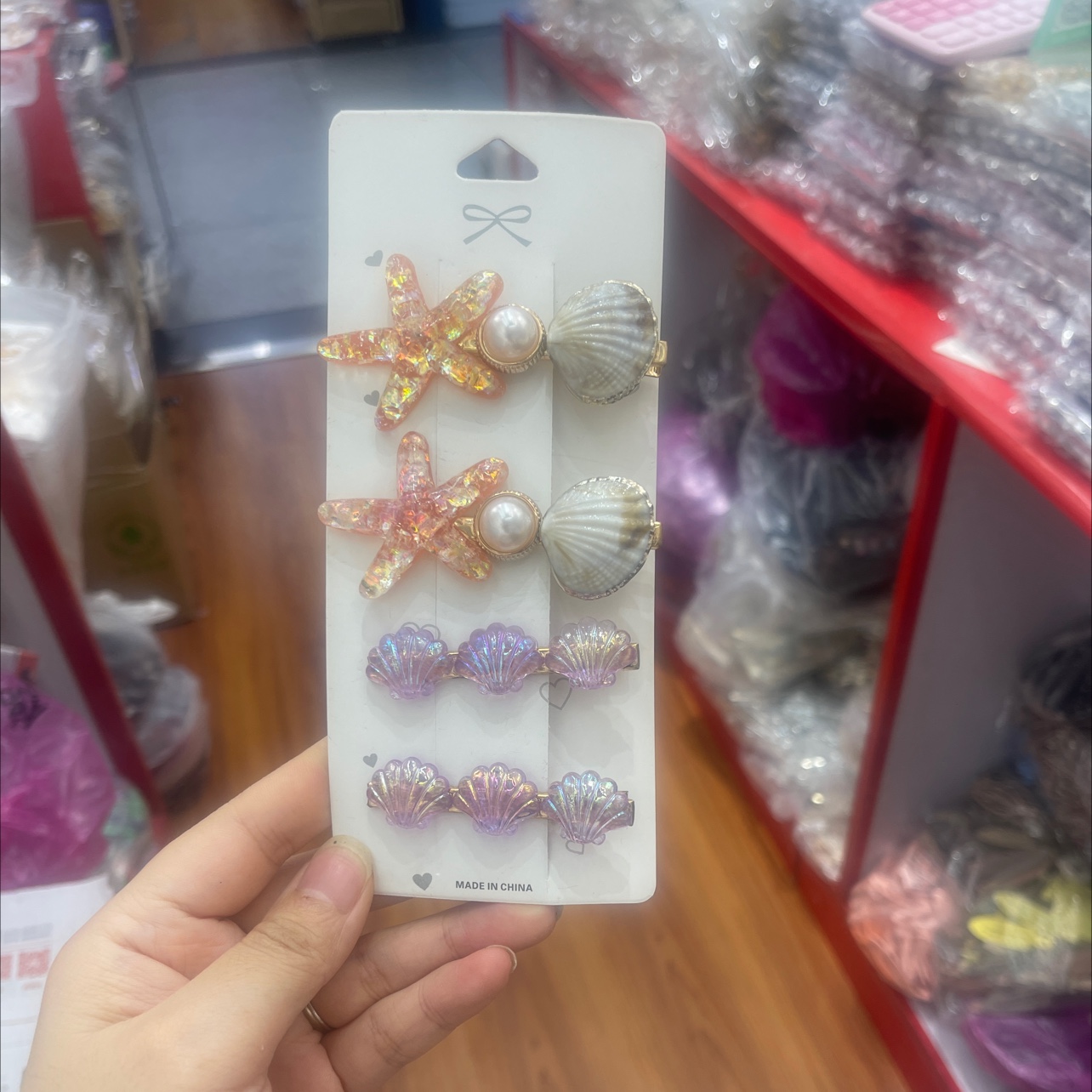 夏日蓝色贝壳海星鱼尾少女发夹海洋风边夹精致头饰简约甜美清新夹详情图2