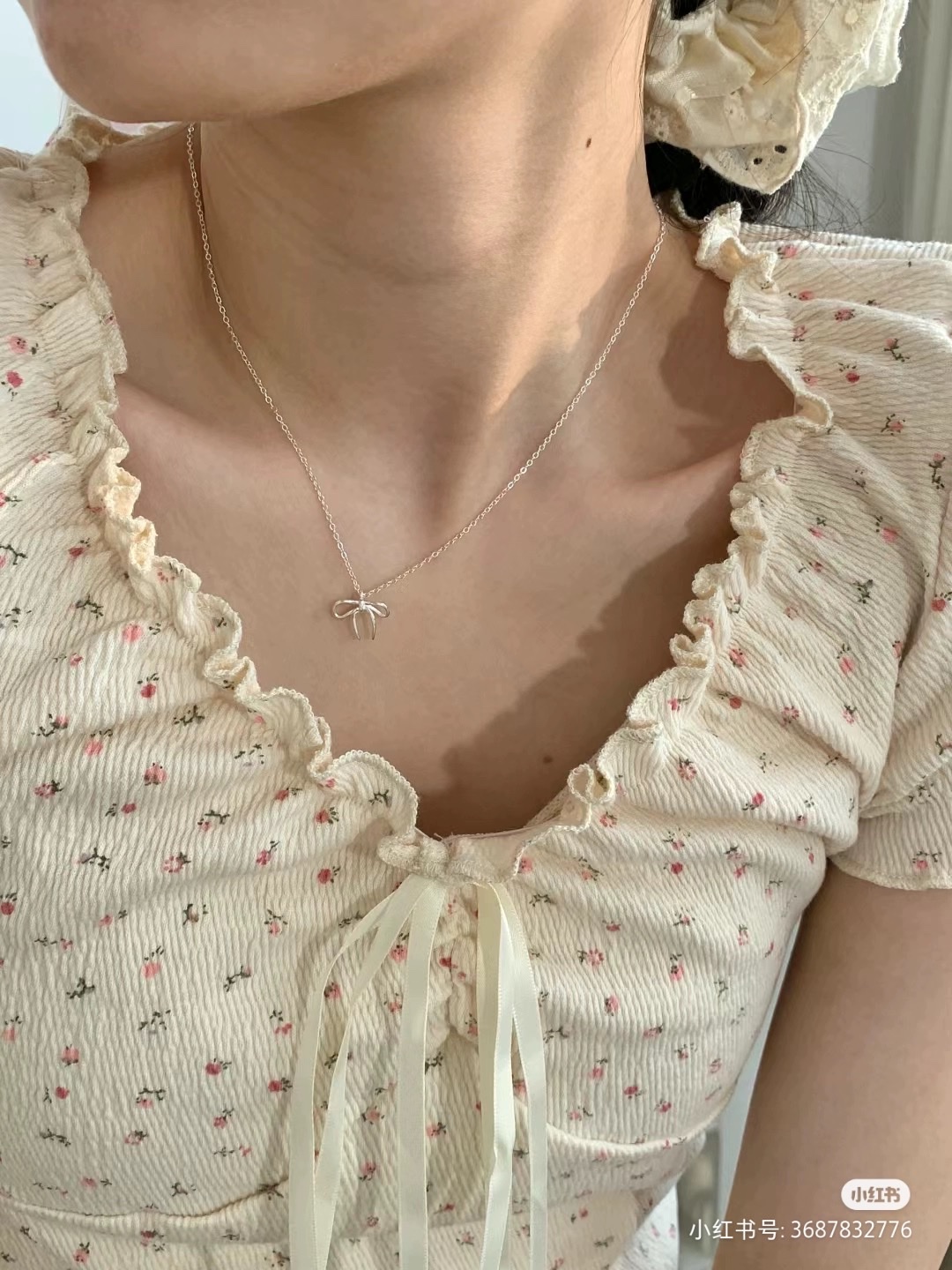 S925纯银不规则蝴蝶结项链女简约高级感东大门ins风颈链2024新款纯银项链细节图