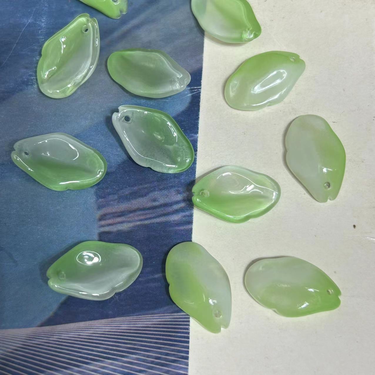 厚秀水晶国产琉璃水晶玻璃复古发簪配件胖桃花儿童发簪，流苏手工DIY材料配件白底实物图