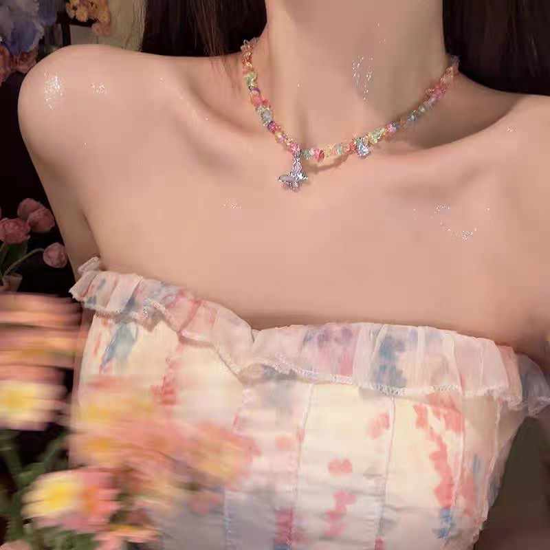 彩石项链女轻奢小众精致高级感爆款锁骨链颈链毛衣链项链女短款细节图