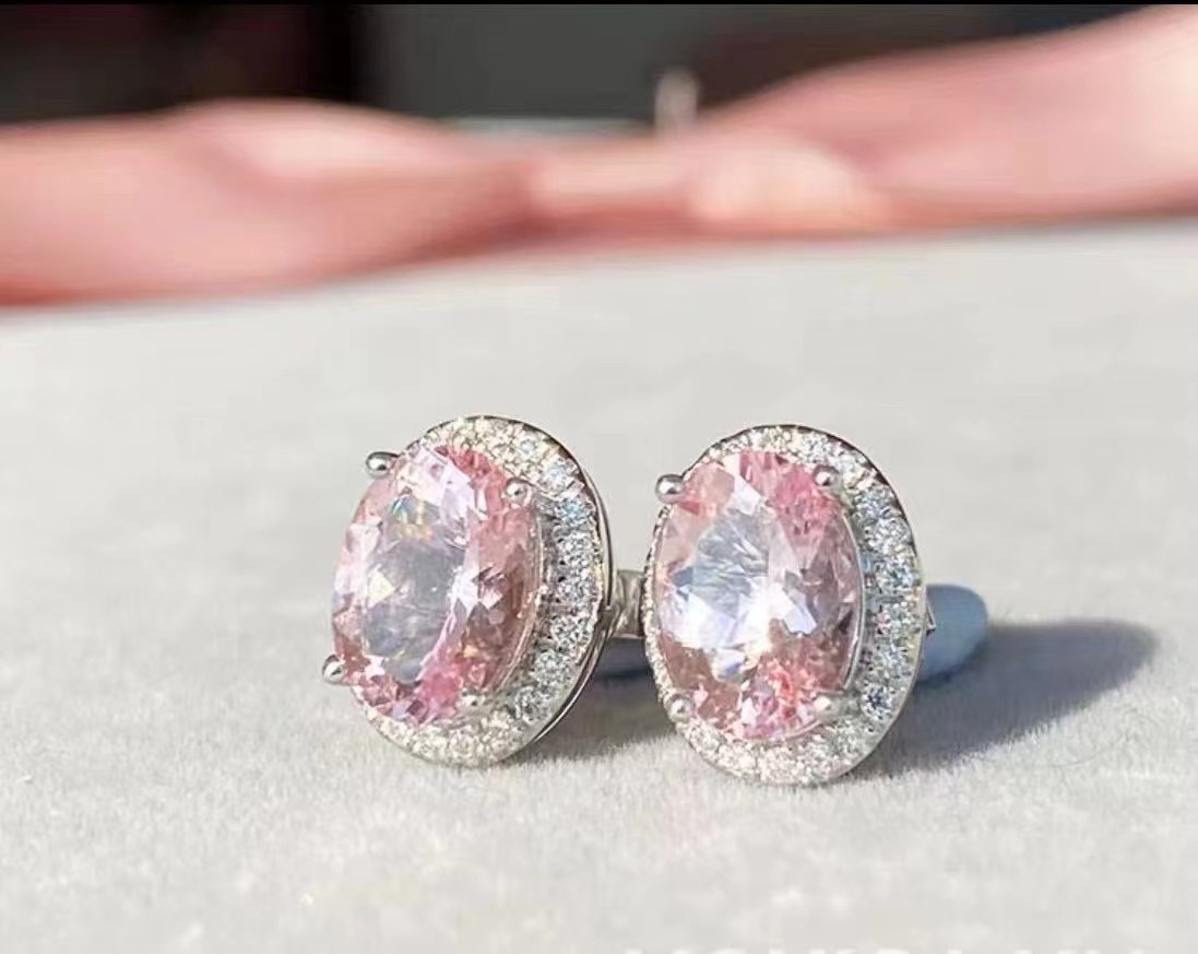 蛋形满钻彩色耳骨钉，粉钻黄钻蓝钻白钻甜美时尚气质耳钉精致百搭详情图2