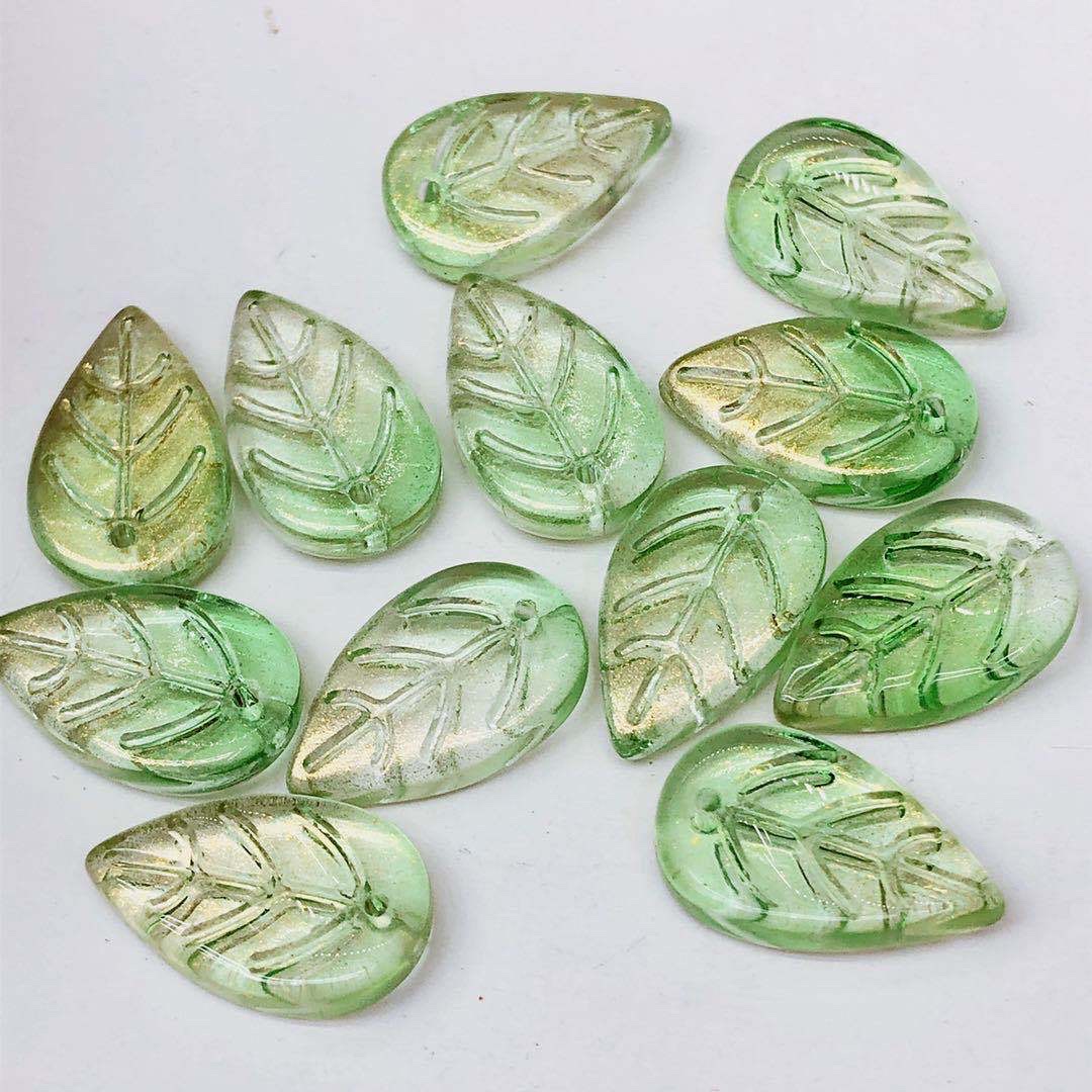 厚秀水晶国产琉璃水晶玻璃树叶琉璃配件，发簪配件儿童发簪流苏材料，手工DIY材料详情图2