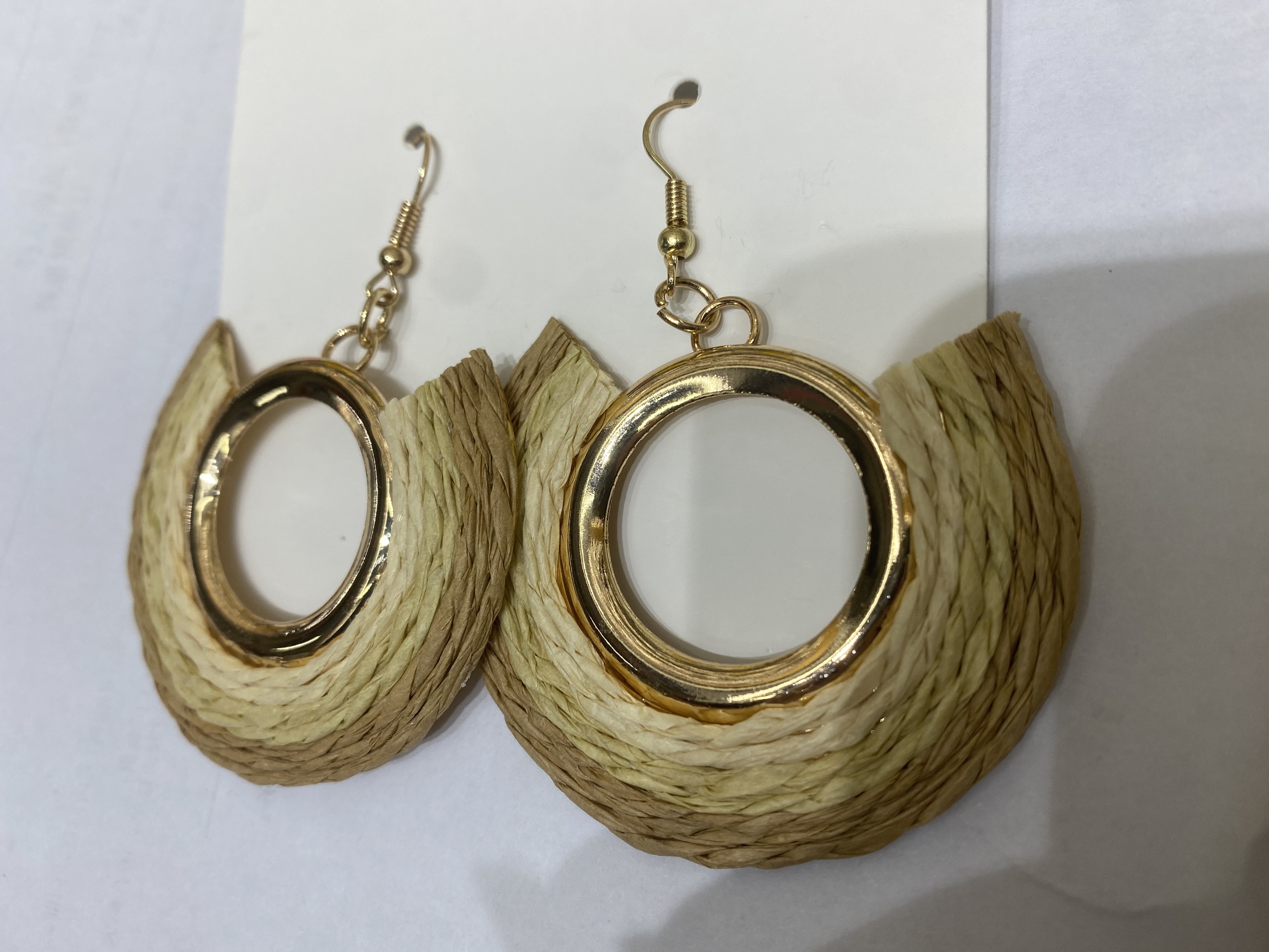原创设计波西米亚风手工制作夸张新款度假风耳环手工拉菲草编耳钉清新花朵甜美耳饰 细节图