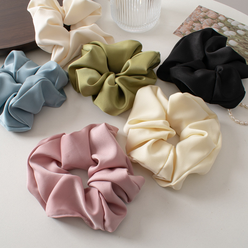 Korean high-end solid color satin large large intestine hair band spring new style hair tie wholesale ins hair accessory details Picture