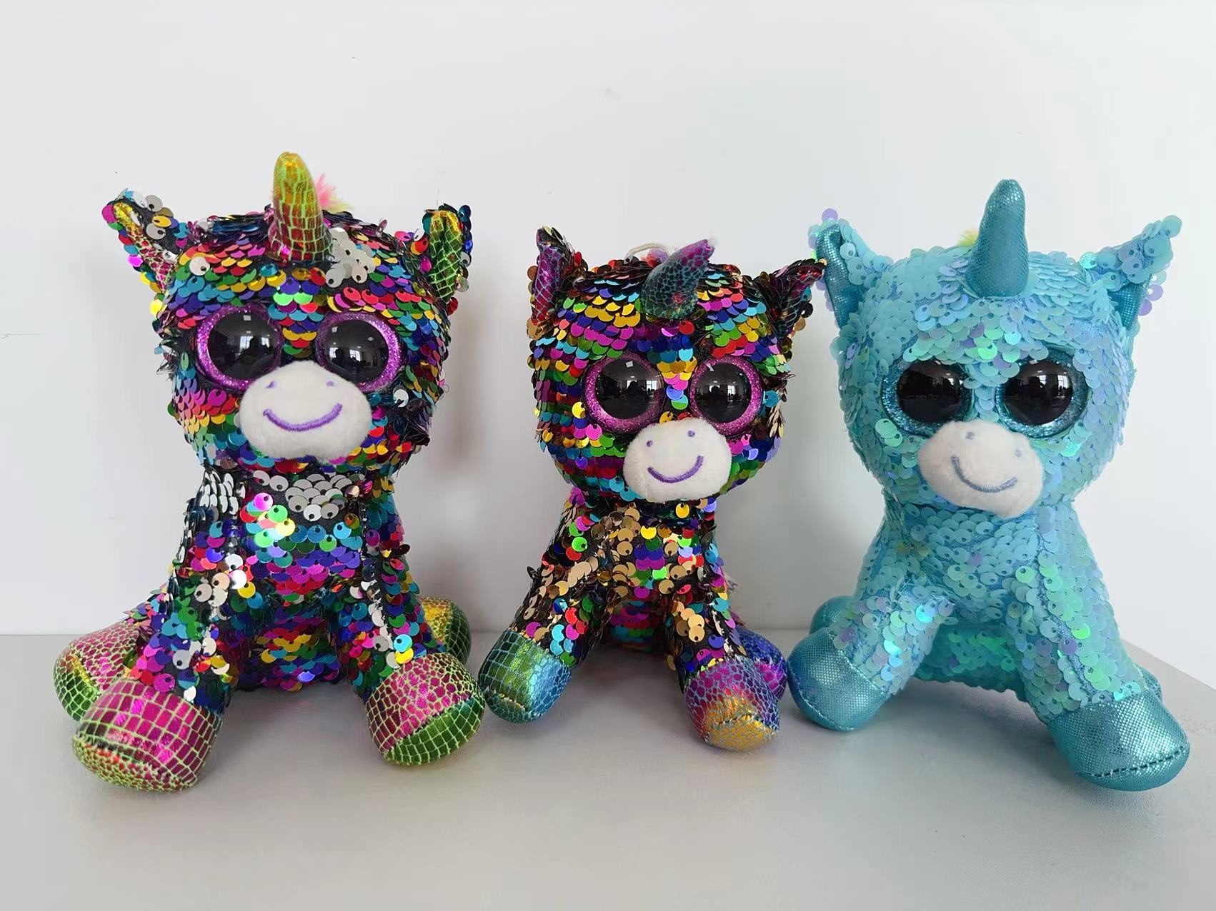 Super cute big-eyed sequined series plush toys, claw machine dolls, gift wholesale, doll figurines, warm gifts suitable for your girlfriend's children details Picture
