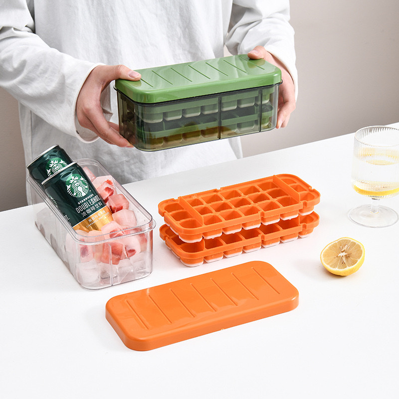 Popular press-type ice grid ice mould ice box household double-layer ice cream mould easy to take off the mould and freeze artefact thumbnail
