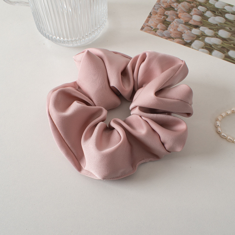 Korean high-end solid color satin large large intestine hair band spring new style hair tie wholesale ins hair accessory detail image 5