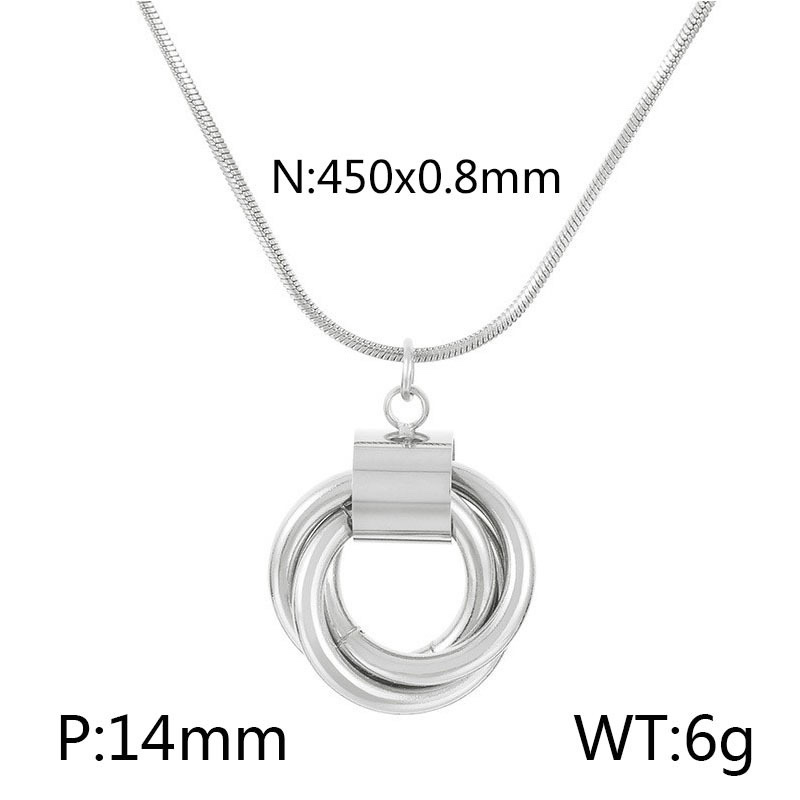 韩版INS个性时尚简约项链女几何圆形三环不规则镂空吊坠钛钢项饰 详情图3