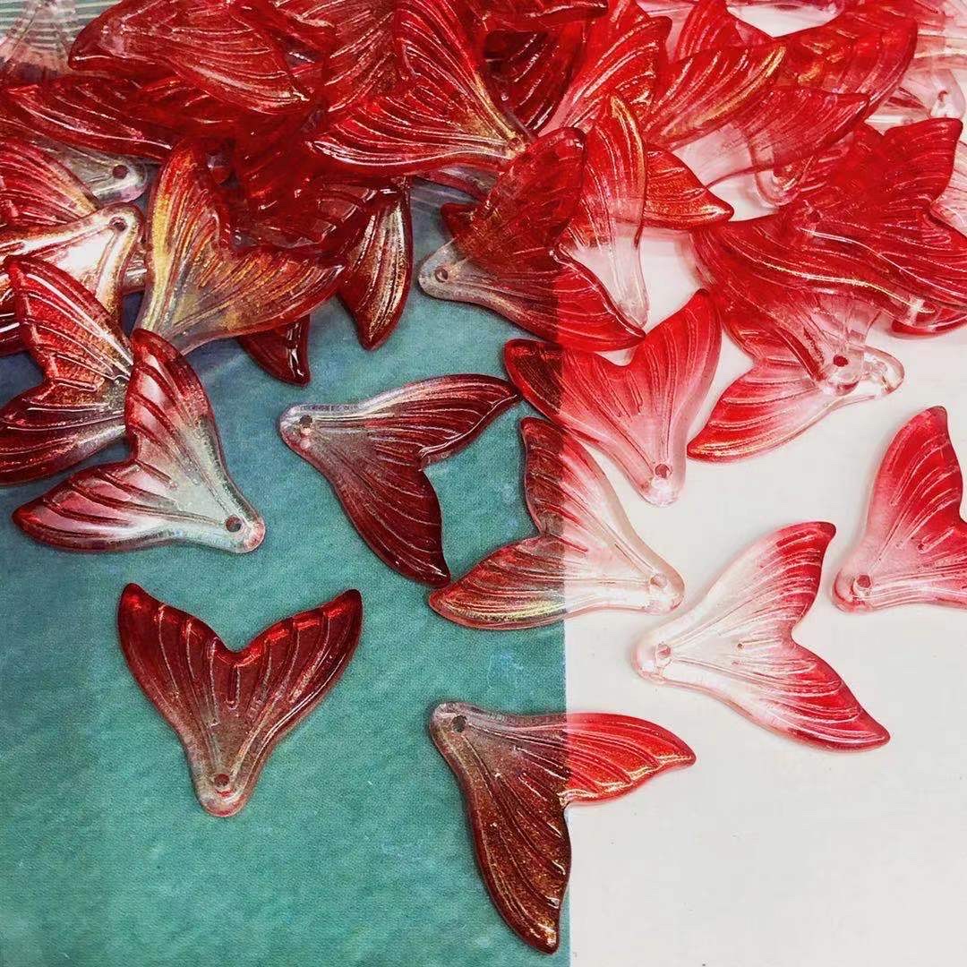 厚秀水晶国产复古玻璃鱼尾吊坠diy饰品配件饰品配件美人鱼儿童饰品配件外贸热卖产品网红饰品配件饰品配件diy饰品配件产品图