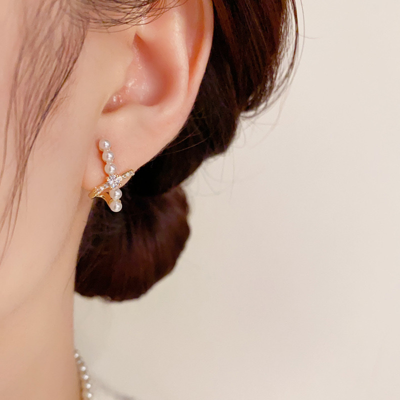 Cross-shaped stud earrings, pearl earrings, exquisite accessories, elegant for ladies, simple and fashionable stud earrings, various styles, cross-shaped stud earrings, versatile and fashionable stud earrings, student accessories, anti-allergy, exclusive for e-commerce details Picture