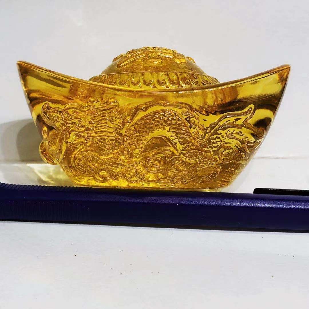 厚秀水晶国产琉璃水晶龙纹元宝商务礼品佛教文化用品，家居装饰摆件商务礼品详情图4