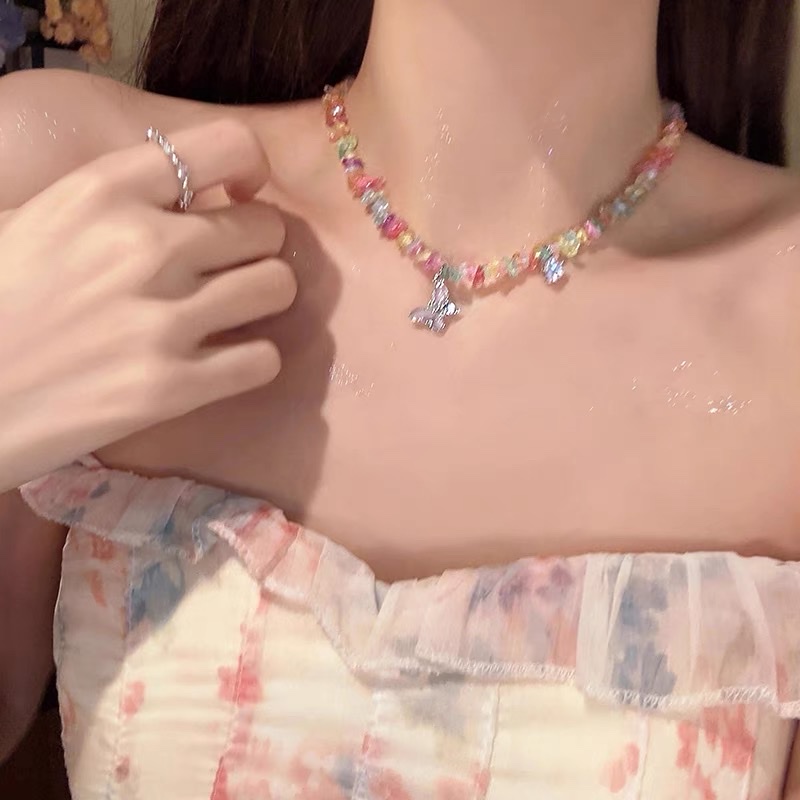 彩石项链女轻奢小众精致高级感爆款锁骨链颈链毛衣链项链女短款产品图