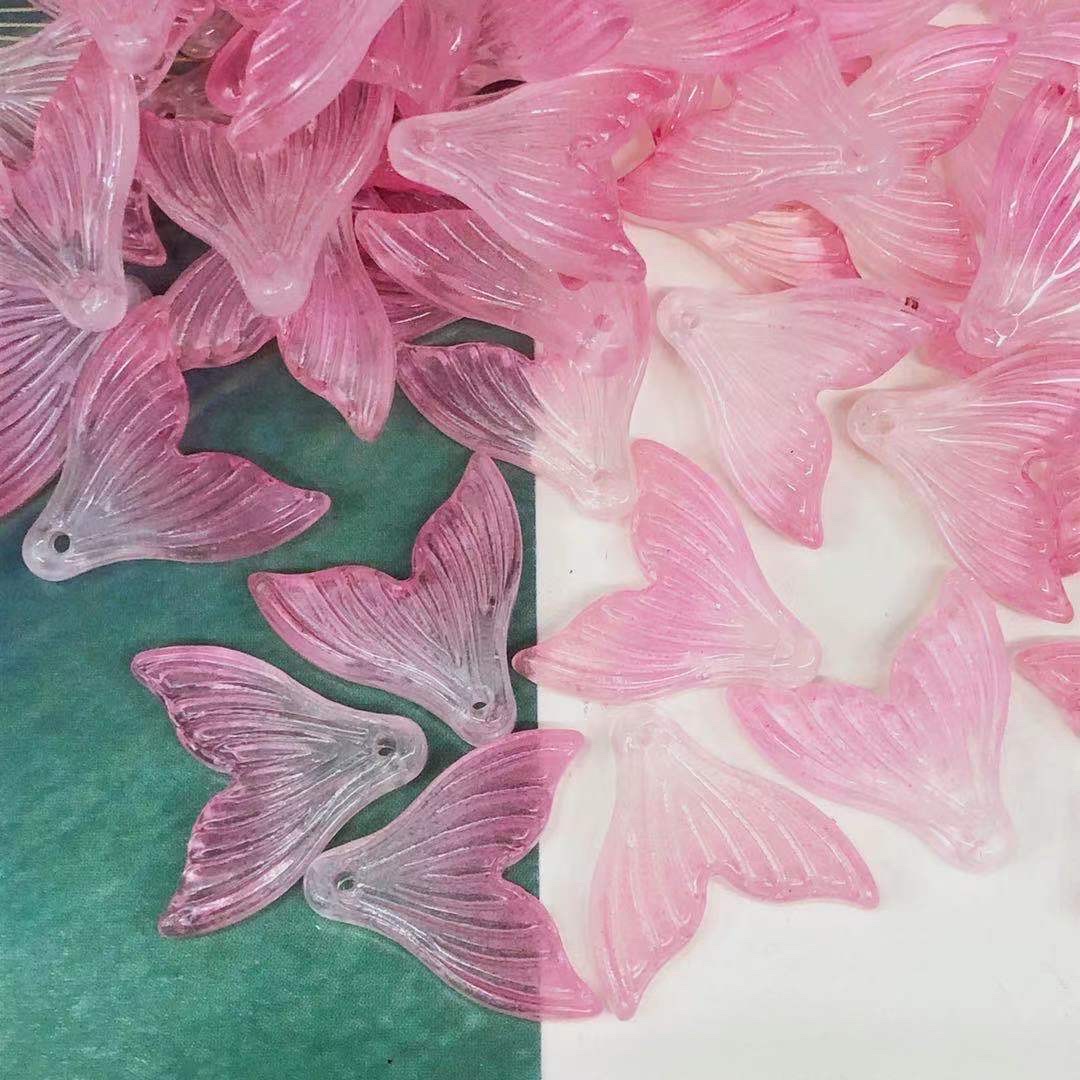 厚秀水晶国产复古玻璃鱼尾吊坠diy饰品配件饰品配件美人鱼儿童饰品配件外贸热卖产品网红饰品配件饰品配件diy饰品配件