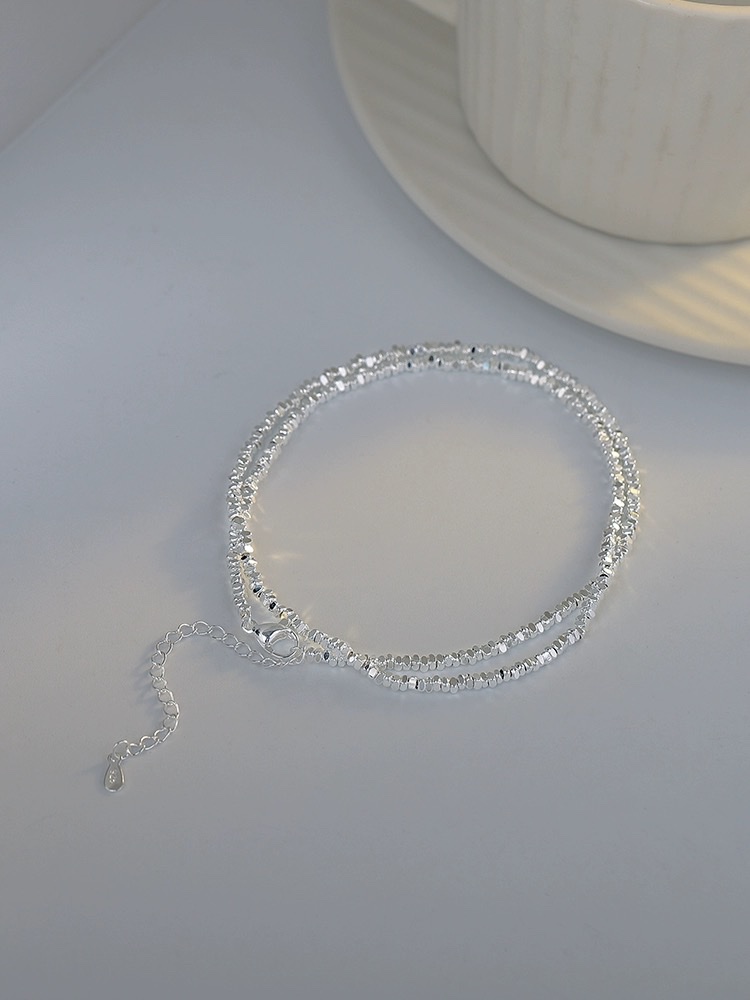 s925银简约通勤碎银子项链女款2024新款轻奢小众颈链锁骨链高级感纯银项链白底实物图