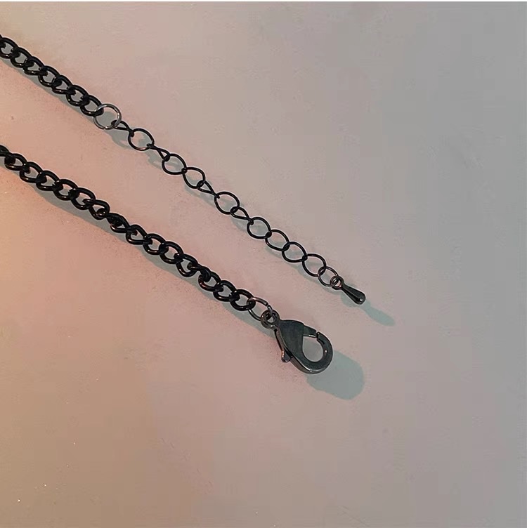 OUKECHUN黑色链条音符星星项链女轻奢小众锁骨链甜酷y2k辣妹颈链项链项链小众甜酷黑色详情图5